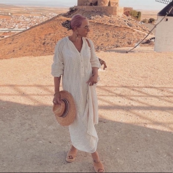 ZARA OPENWORK EMBROIDERY DRESS CREAM - Picture 2 of 14